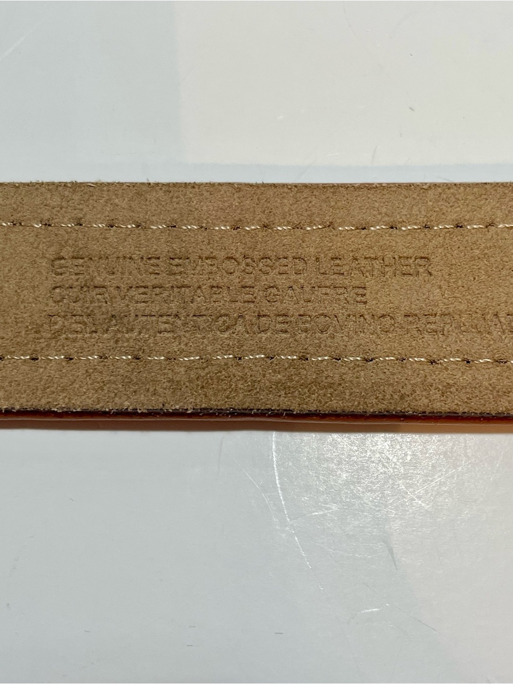 Liz Claibourne Cognac Croc-Embossed Leather Belt with Gold Buckle - Picture 5 of 12